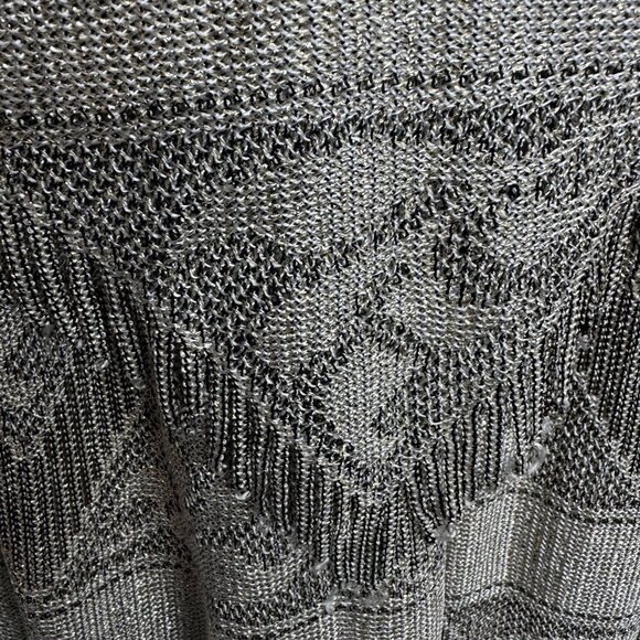 Vintage Damianou Size S Metallic Lace Scalloped Hem Flapper Dress Great Gatsby - Picture 11 of 11